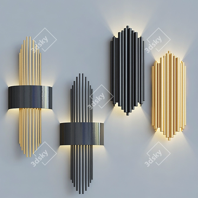 Modern Gold Wall Lamp - 62 x 47 cm 3D model image 2