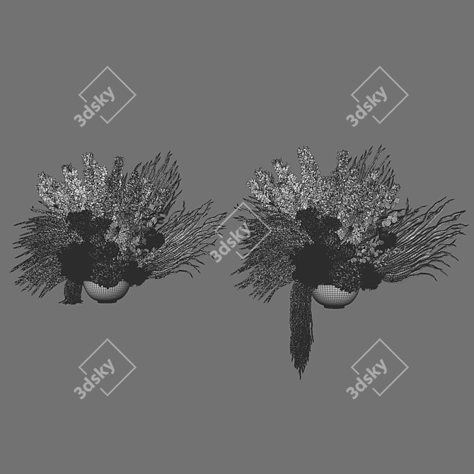 Big Pampas White Wedding Bouquet 3D model image 6