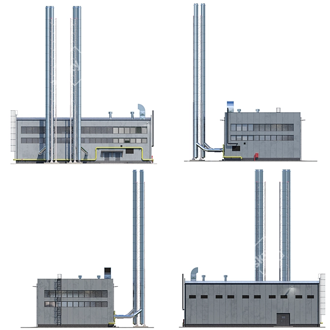 Gas Boiler House Model 3D model image 5