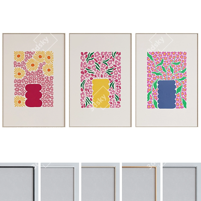 Abstract Floral Vase Picture Frames 3D model image 1