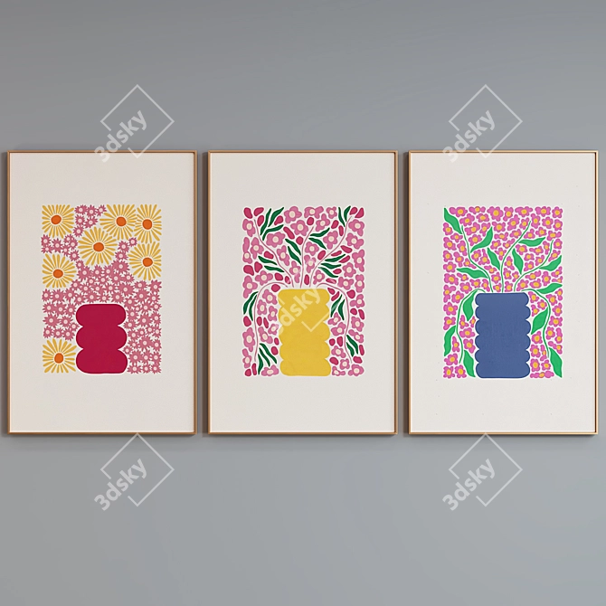 Abstract Floral Vase Picture Frames 3D model image 2