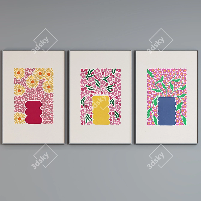 Abstract Floral Vase Picture Frames 3D model image 3