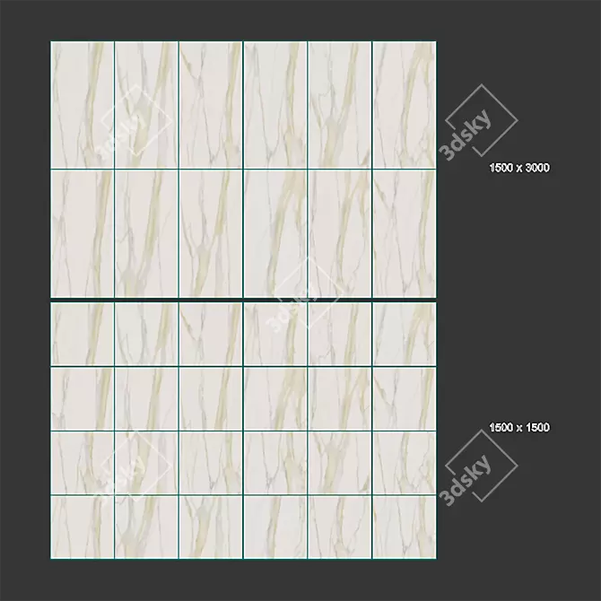 Elegant Calacatta Gold Ceramic Tile 3D model image 4