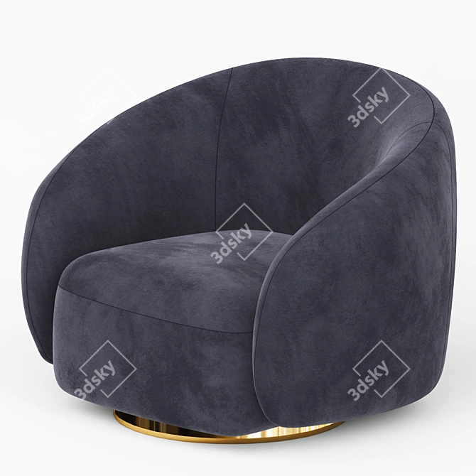 EICHHOLTZ 70cm Swivel Armchair Metal Fabric 3D model image 3