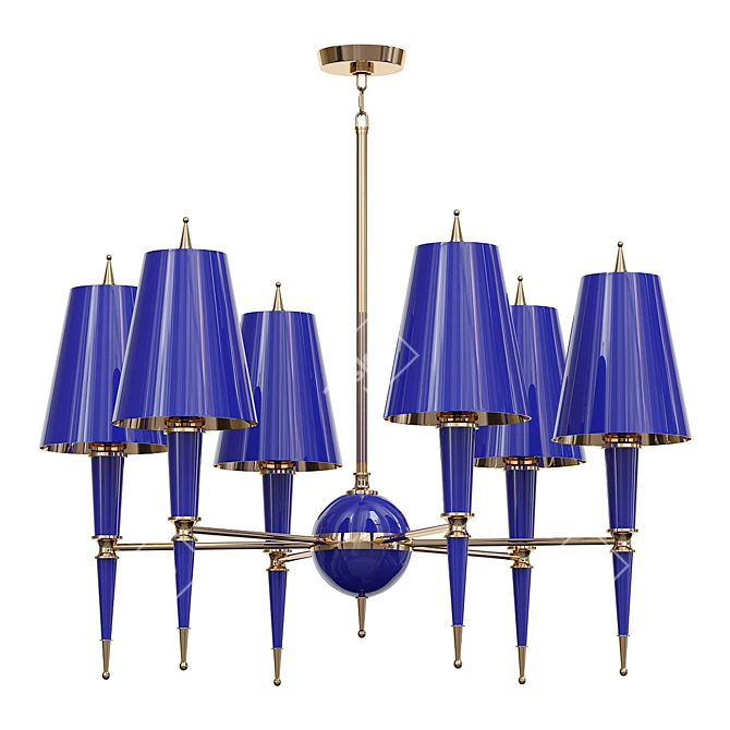 Navy Lacquer Chandelier 36-inch 3D model image 1