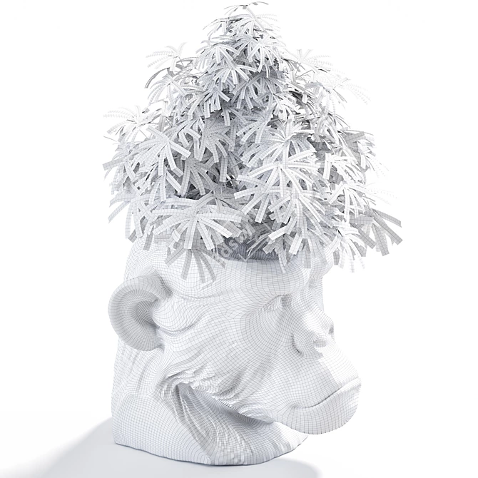 Resin Ape Head Planter, White 3D model image 5