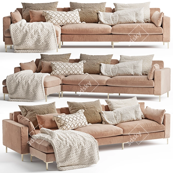 Contemporary 4-5 Seater Sofa Set 3D model image 1