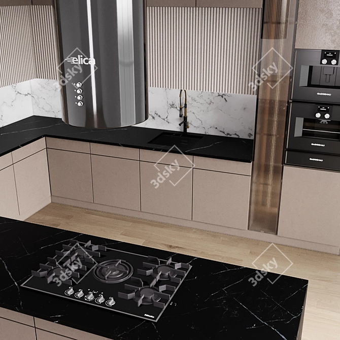 Modern 3D Kitchen Model Set 3D model image 4