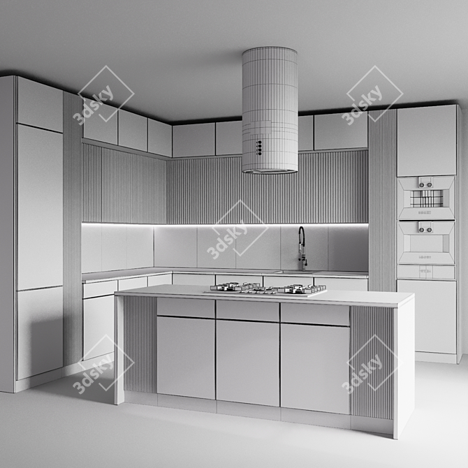 Modern 3D Kitchen Model Set 3D model image 5