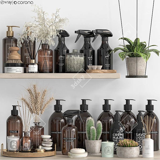 Modern Bathroom Accessory Set 2015 3D model image 1