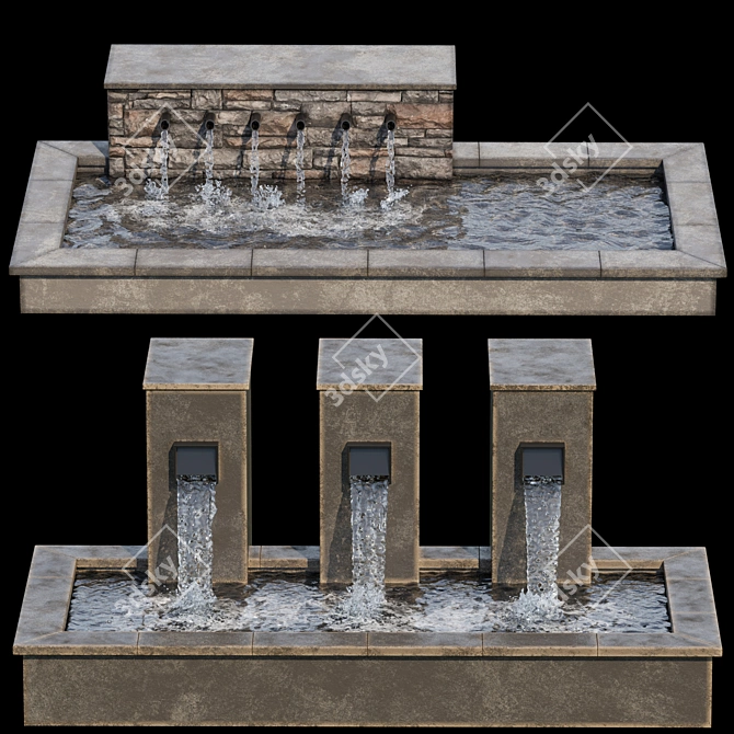 Serene Cascade Water Fountain 3D model image 1