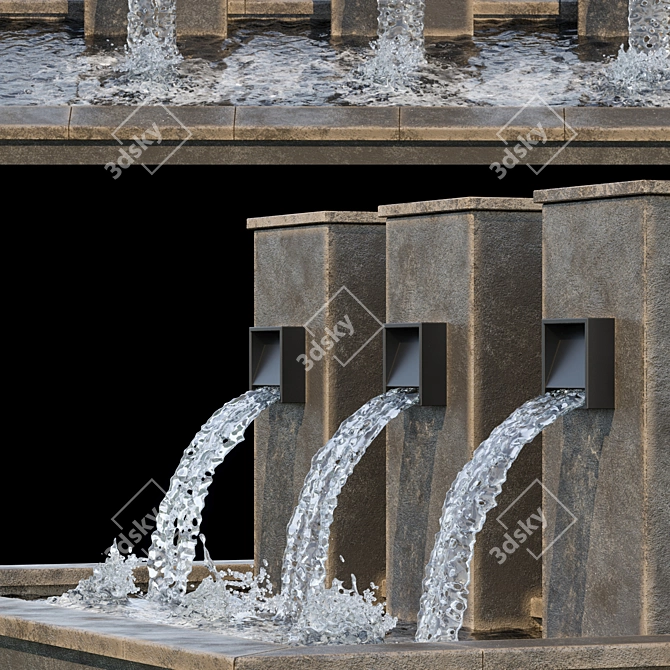 Serene Cascade Water Fountain 3D model image 2