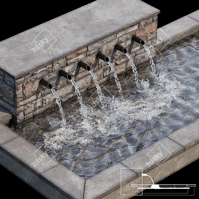 Serene Cascade Water Fountain 3D model image 3