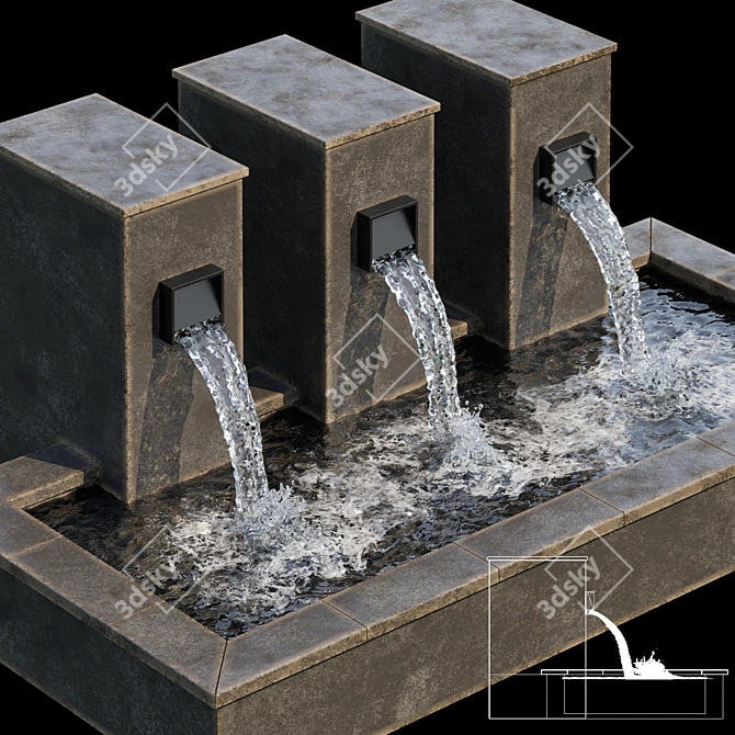 Serene Cascade Water Fountain 3D model image 4