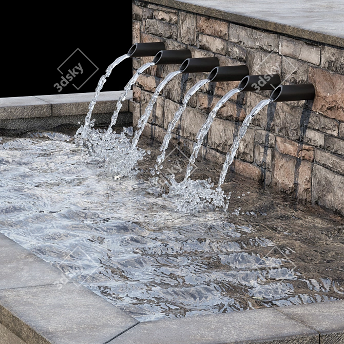 Serene Cascade Water Fountain 3D model image 5