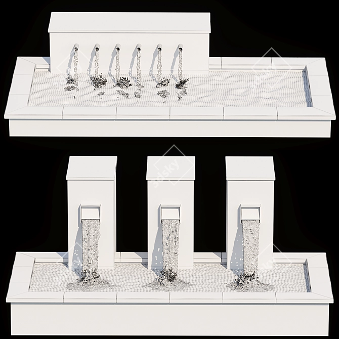 Serene Cascade Water Fountain 3D model image 7