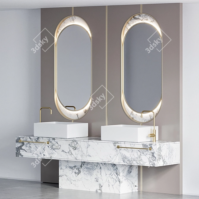 Modern Bathroom Furniture Set 3D model image 2