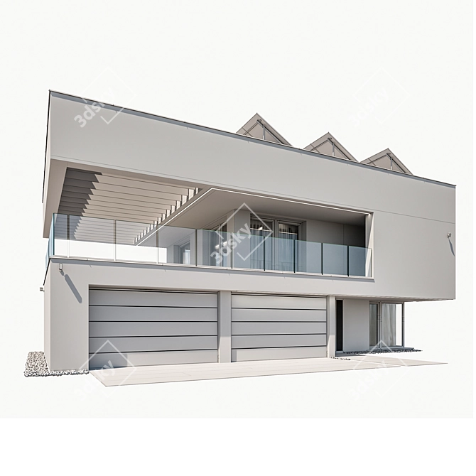 Modern House 3D Model Kit 3D model image 10