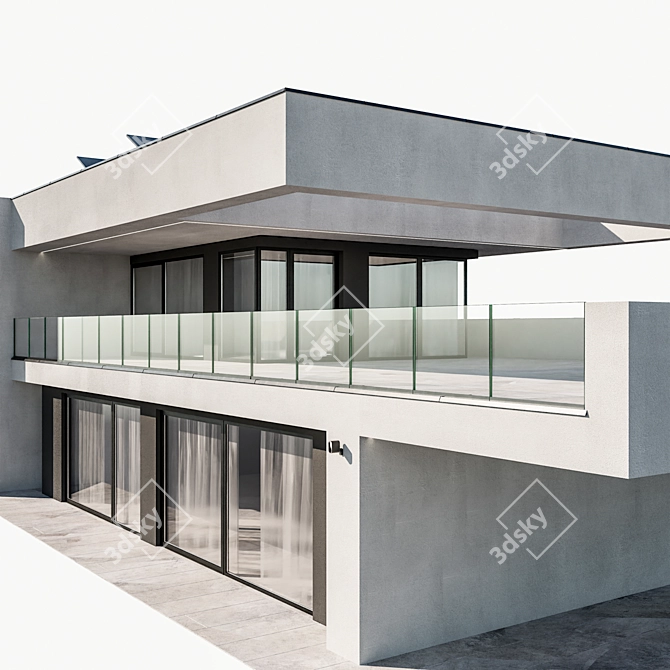 Modern House 19 Night Lights 3D model image 5