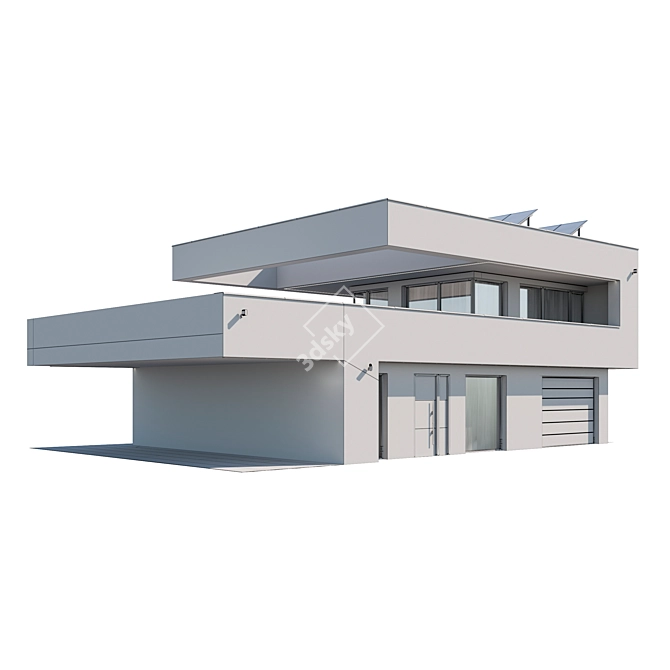 Modern House 19 Night Lights 3D model image 13