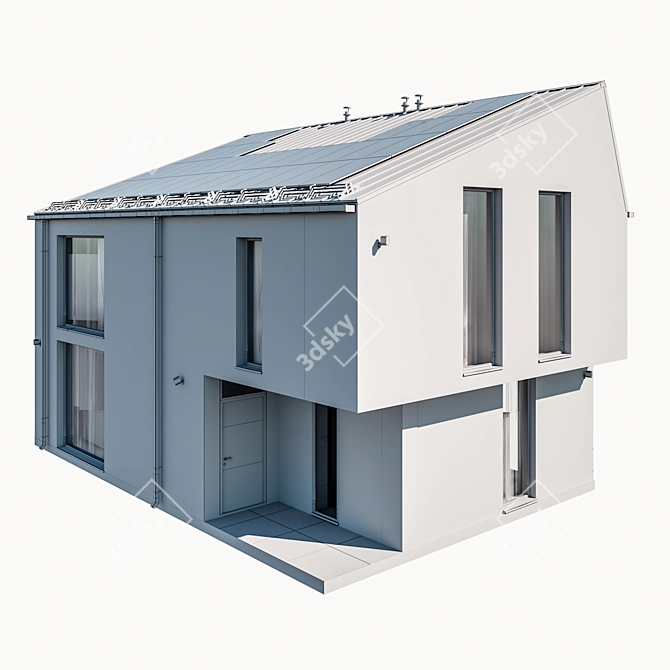 Modern Nighttime Residential Building Model 3D model image 6