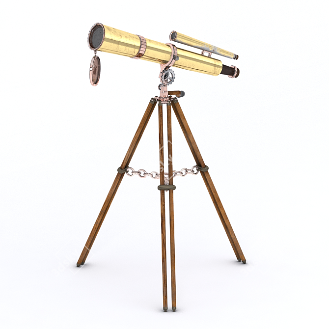 Antique Telescope Model 3D Assets 3D model image 2