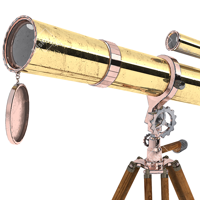 Antique Telescope Model 3D Assets 3D model image 3