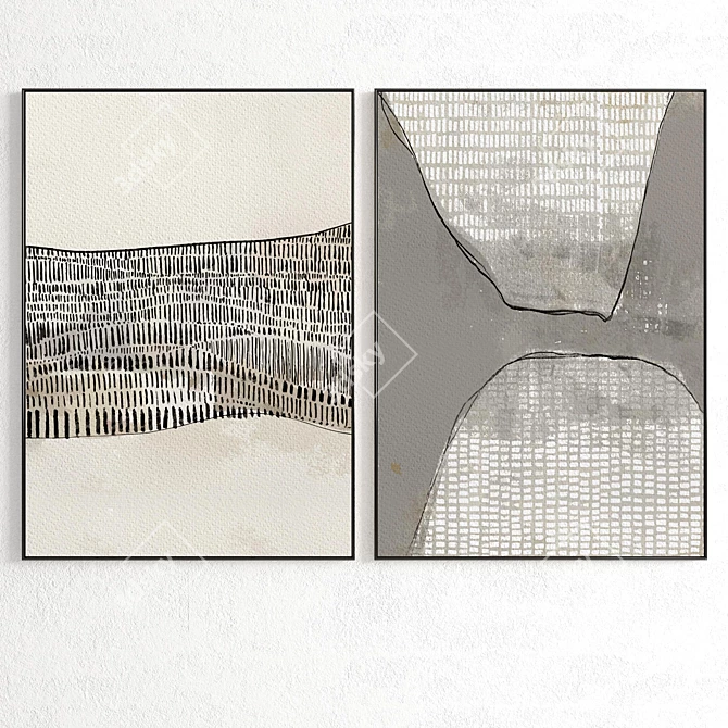 Artistic Plaster Duo Frame Set 3D model image 2