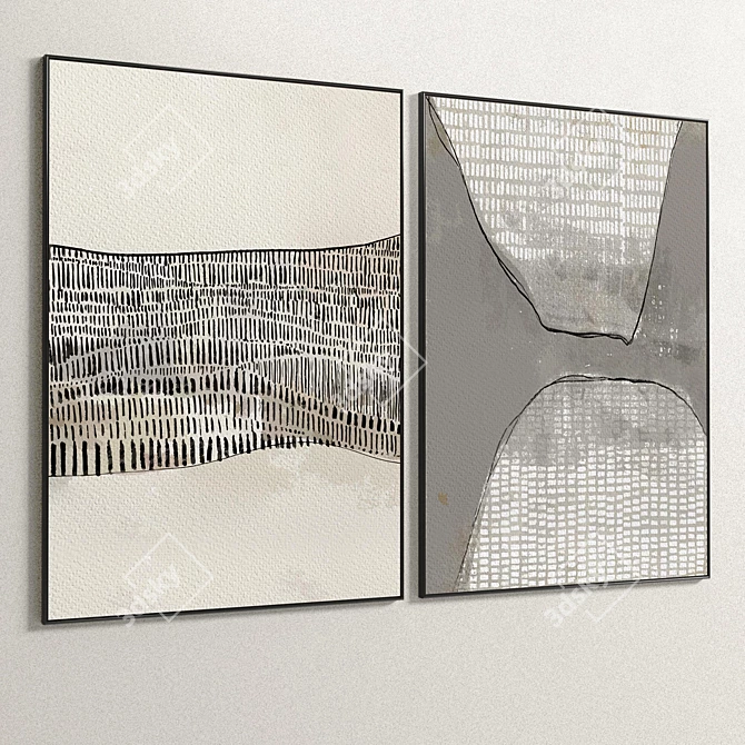 Artistic Plaster Duo Frame Set 3D model image 5