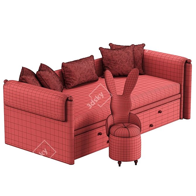 Modern Glossy Bed Frame 3D model image 6