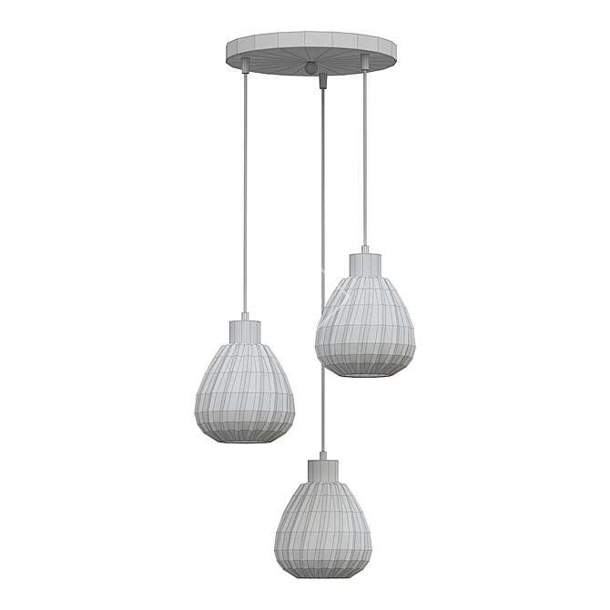 Smoky Ribbed Cluster Pendant 3D model image 2