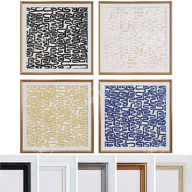 Modern Abstract Picture Frame Set 3D model image 1