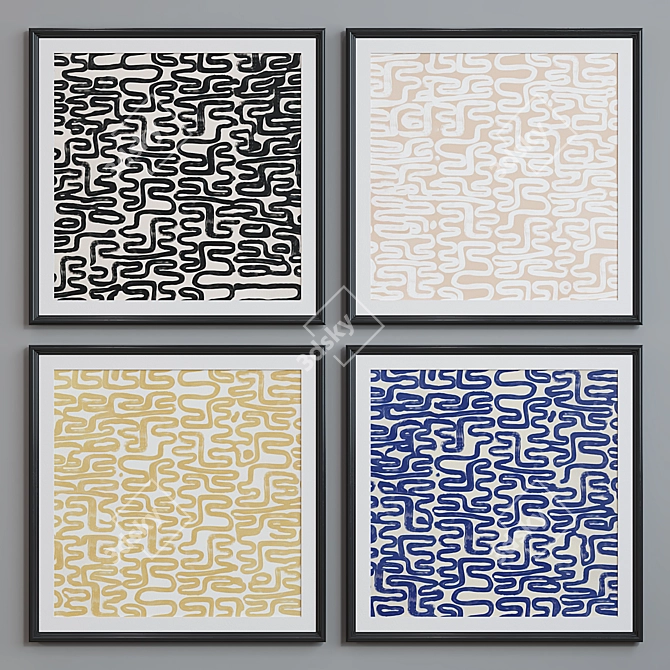 Modern Abstract Picture Frame Set 3D model image 2