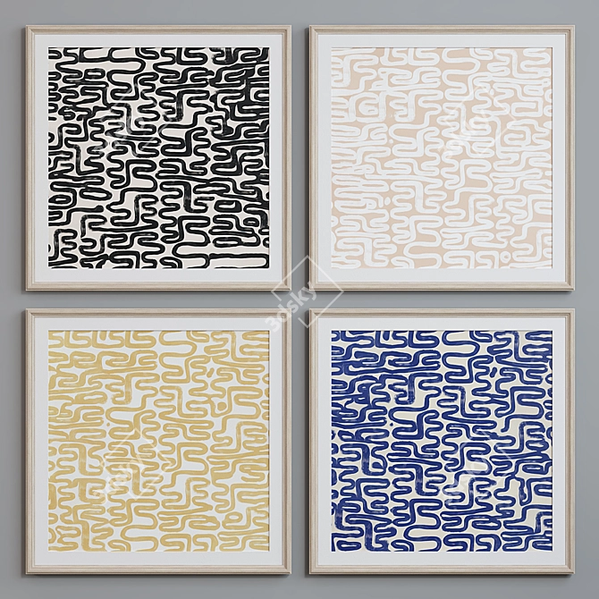 Modern Abstract Picture Frame Set 3D model image 3