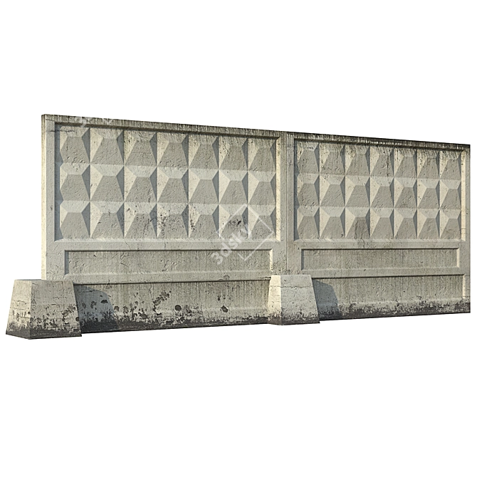 Concrete Fence 3D Model Kit 3D model image 1