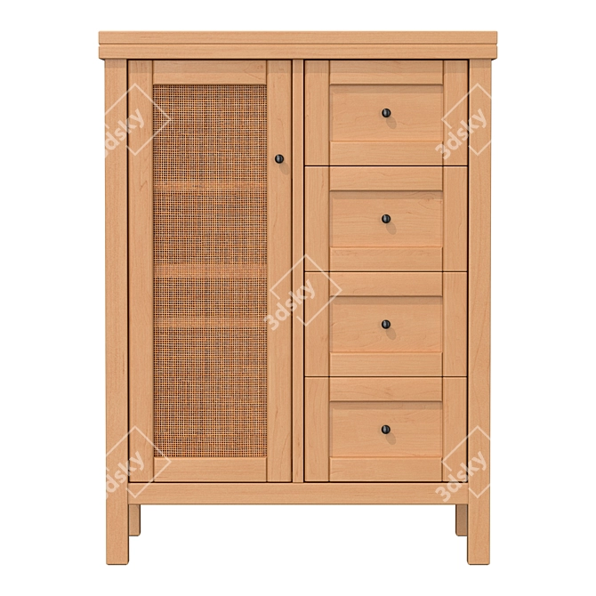 Classic Pine Gabin Dresser, 72x97x45 cm 3D model image 1