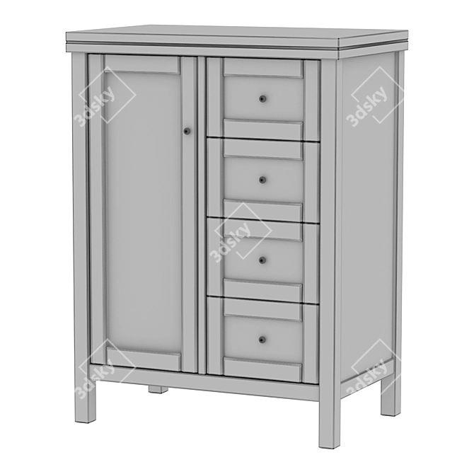 Classic Pine Gabin Dresser, 72x97x45 cm 3D model image 6