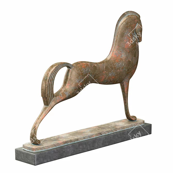 Etruscan Copper Horse Sculpture 3D model image 3