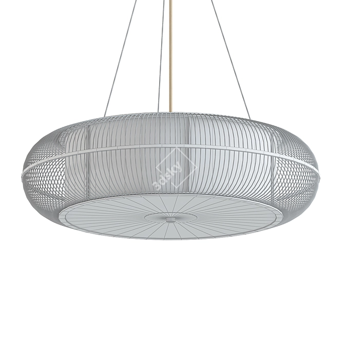 Contemporary Bamboo Drum Pendant Light 3D model image 2