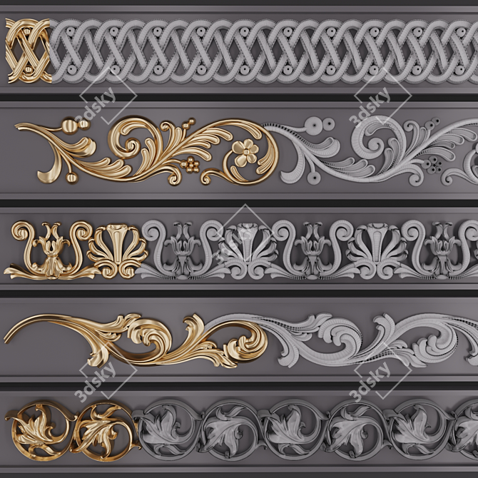 3D Trim Ornaments Pack - Maya, Blender, C4D 3D model image 3