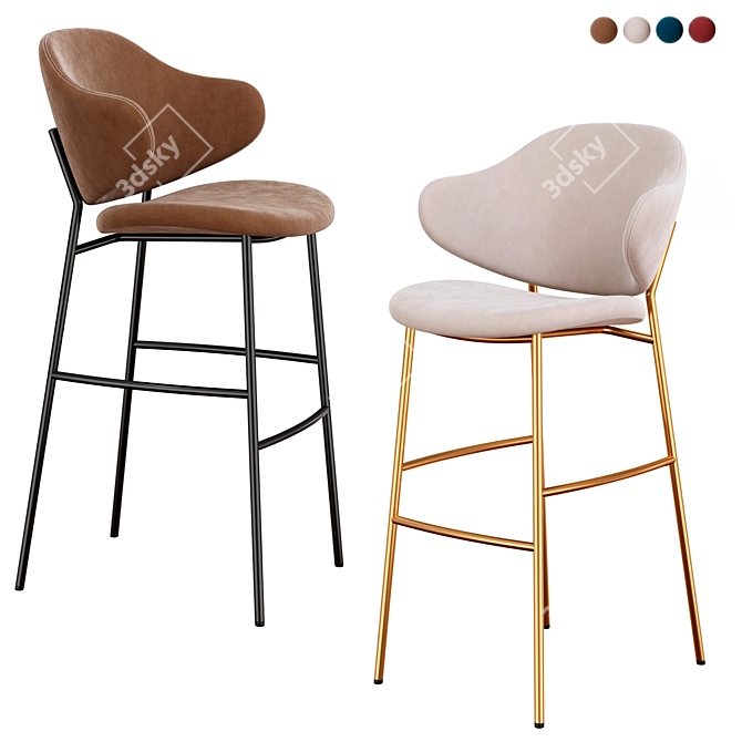 Modern Padded Bar Chair Stool 3D model image 1