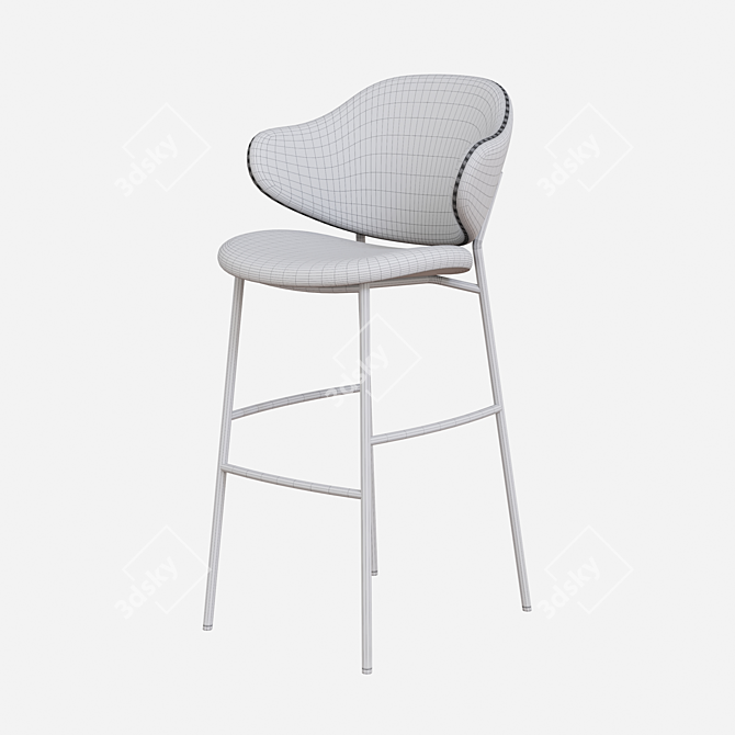 Modern Padded Bar Chair Stool 3D model image 3