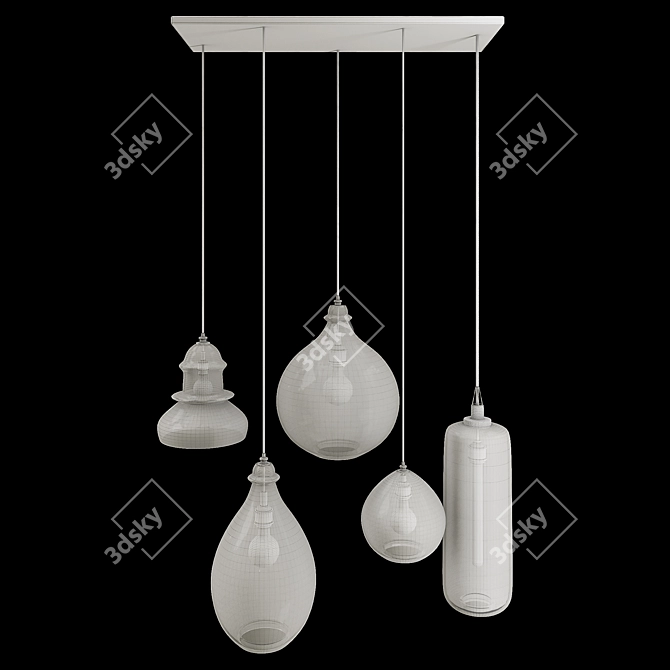 Turquoise Glass Pendant Lighting Collection 3D model image 3