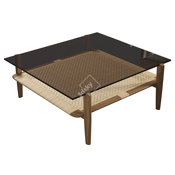 Signature Cane and Wood Coffee Table 3D model image 3