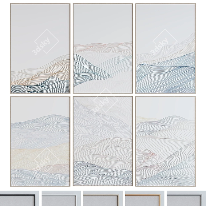 Modern Abstract Picture Frame Set 3D model image 1