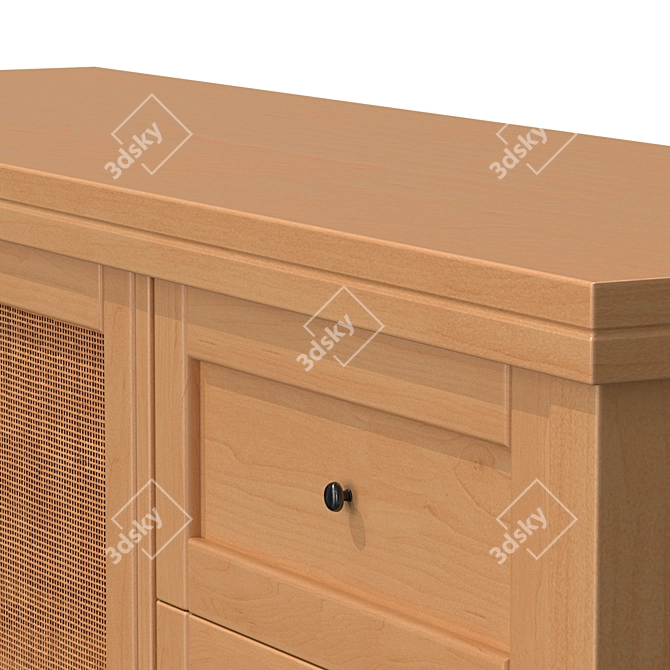 Gabin Pine Wood and Wicker Buffet 3D model image 5