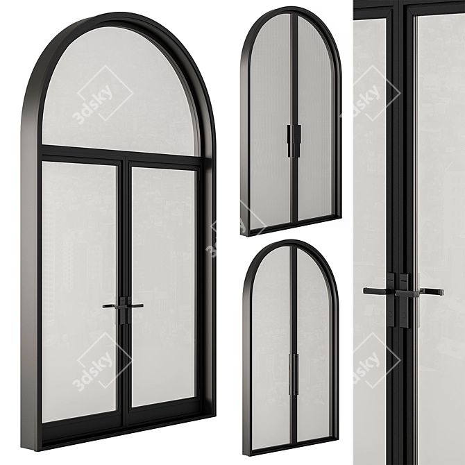 Arched Metal Glass Door Model 3D model image 1