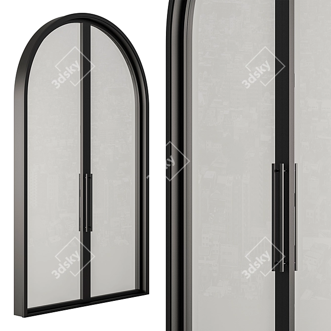 Arched Metal Glass Door Model 3D model image 2