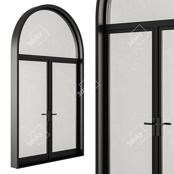 Arched Metal Glass Door Model 3D model image 3