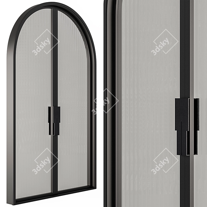 Arched Metal Glass Door Model 3D model image 4